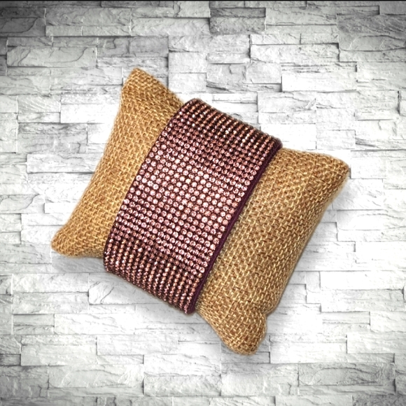 A70 Purple Rhinestone Crystal Bracelet with Magnetic Clasp Soft Flexible - Picture 11 of 11